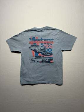 0115 Tee Luv Ford Mustang T-Shirt Small Blue Ride the Pony Graphic Tee